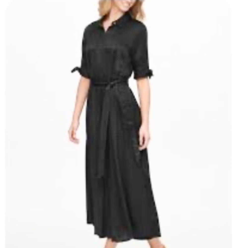 Calvin Klein Houndstooth Jacquard Belted Shirt Dress 4 Black Preppy